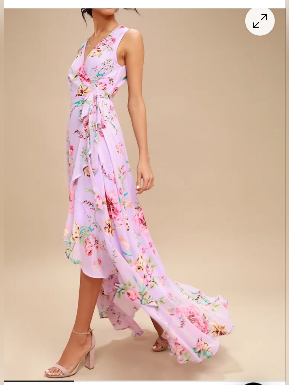 Tawny Lavender Floral Print Wrap Maxi Dress